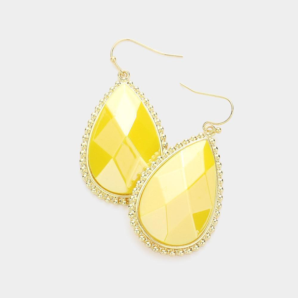 Yellow Teardrop Dangle Earrings - Jewelry Store by Erik Rayo