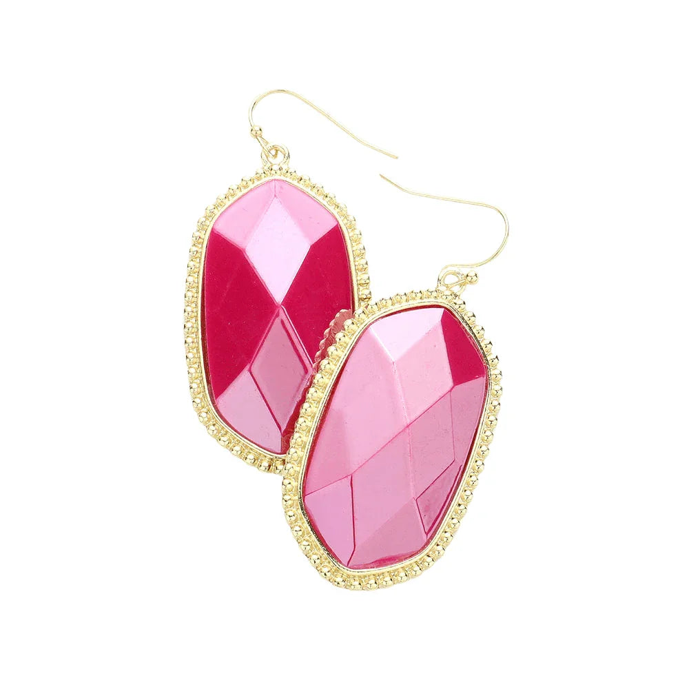 Fuchsia Hexagon Dangle Earrings - Jewelry Store by Erik Rayo