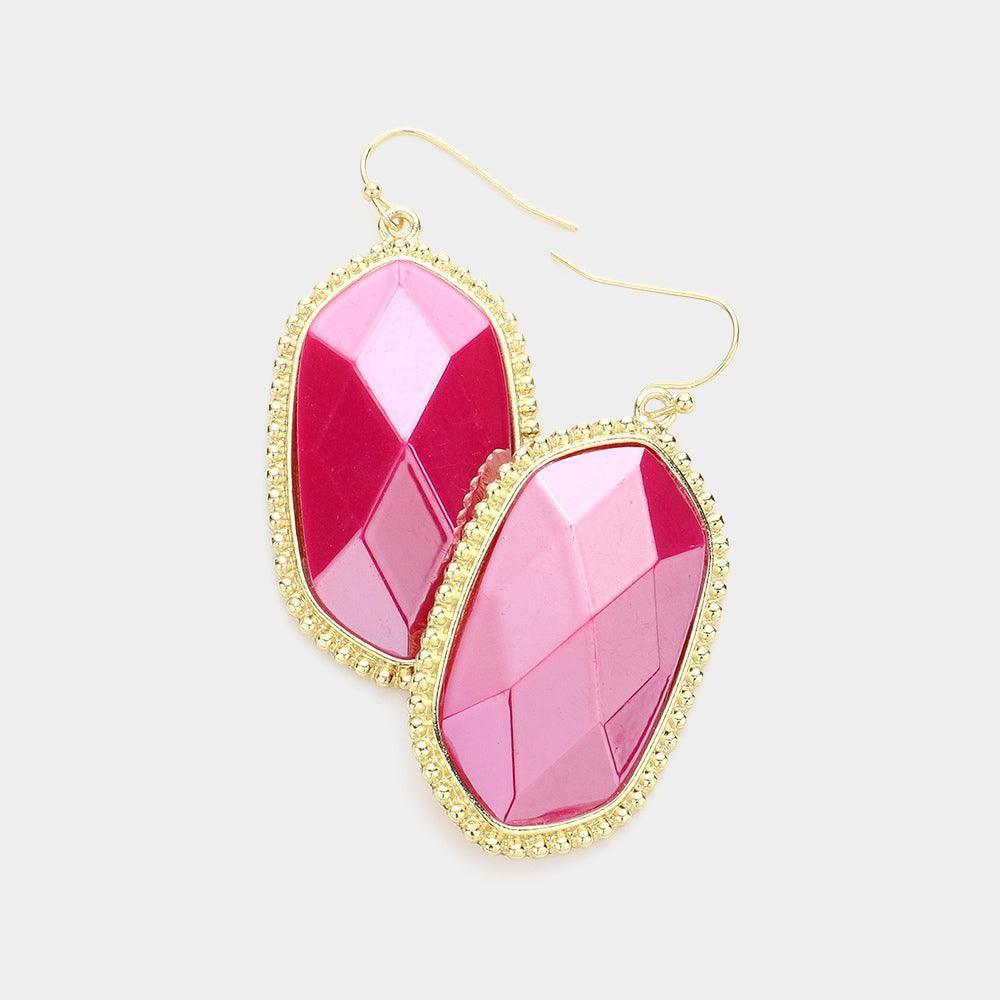 Fuchsia Hexagon Dangle Earrings - Jewelry Store by Erik Rayo