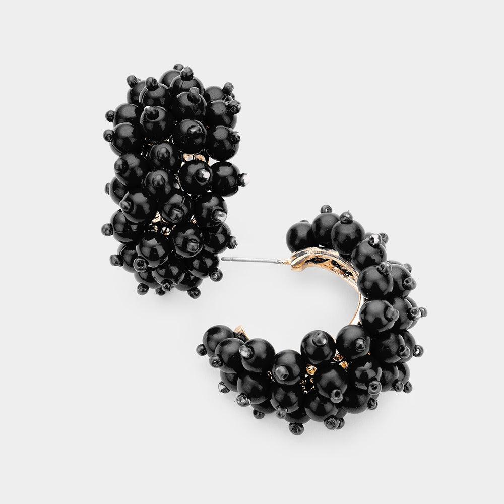 Gold Ball Bead Cluster Hoop Earrings - Jewelry Store by Erik Rayo