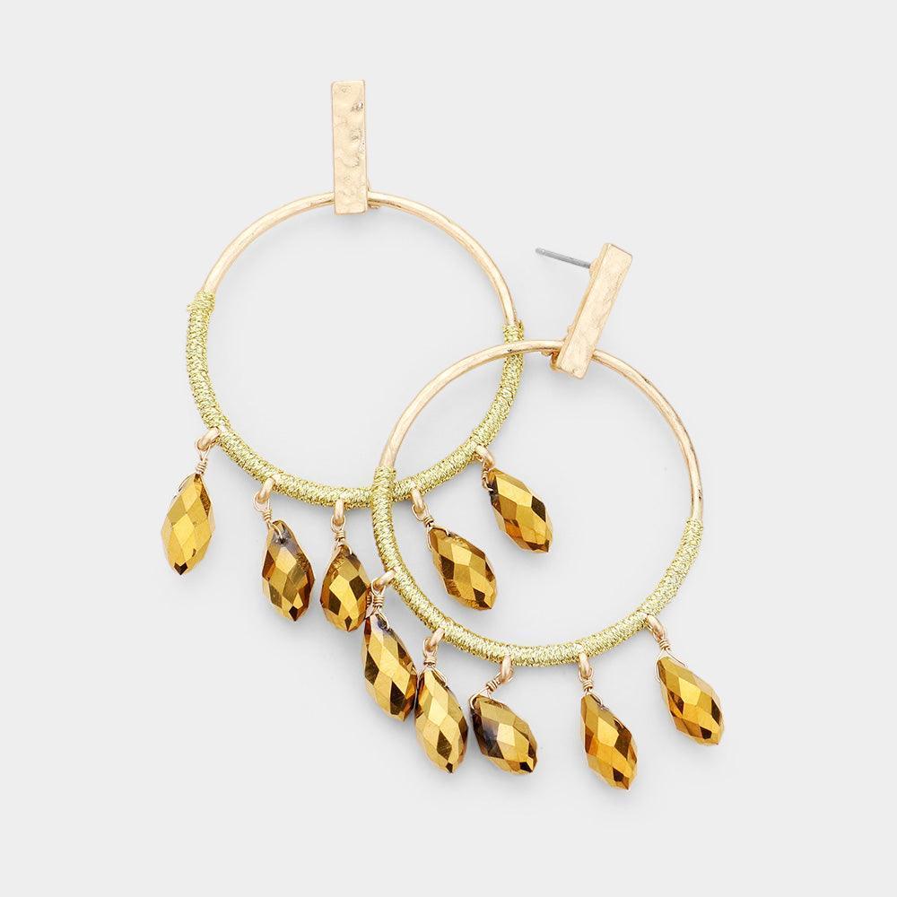 Gold Glass Crystal Dream Catcher Dangle Earrings - Jewelry Store by Erik Rayo