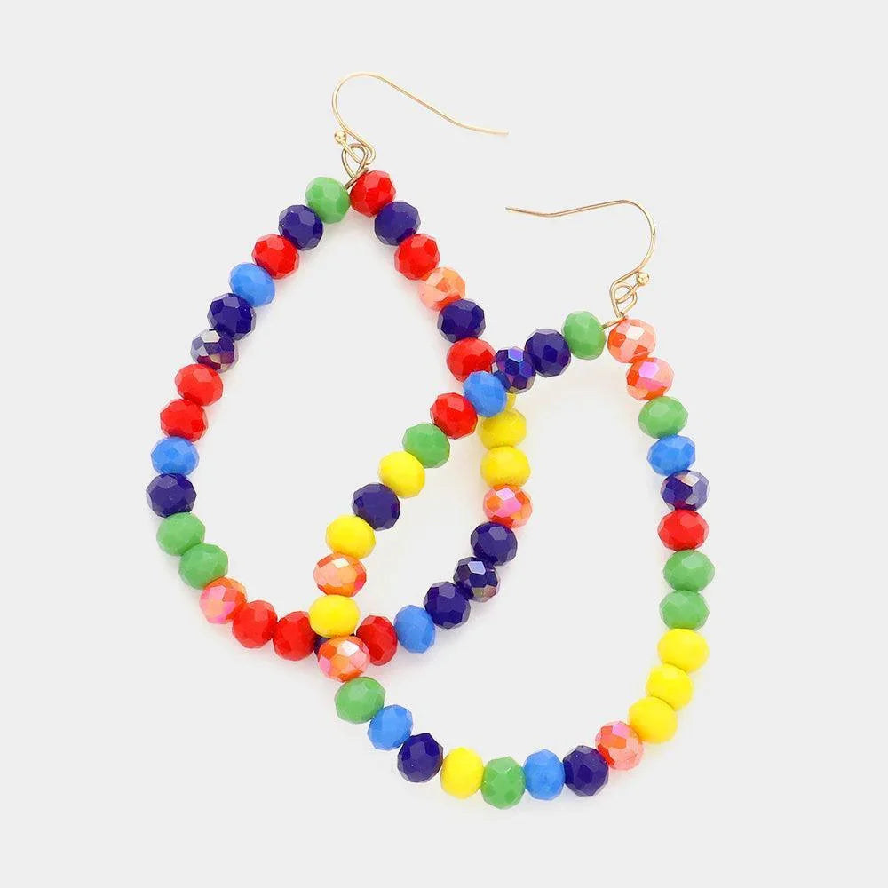 Faceted Beaded Open Teardrop Dangle Earrings - Jewelry Store by Erik Rayo