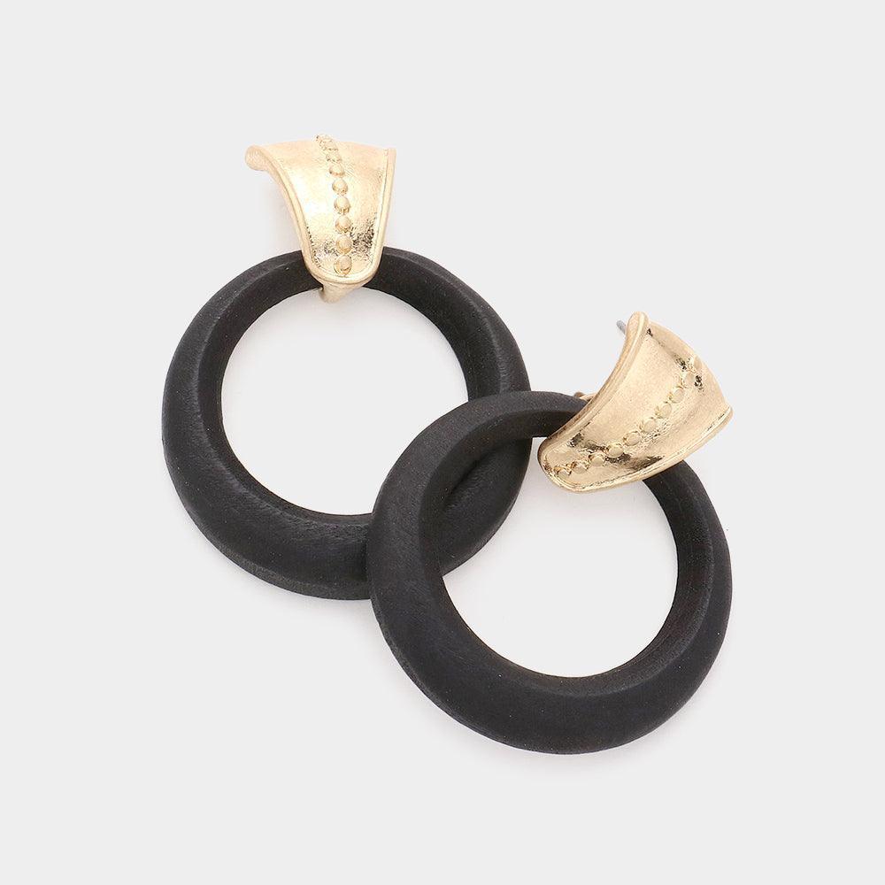 Black Wood Open Circle Dangle Earrings - Jewelry Store by Erik Rayo