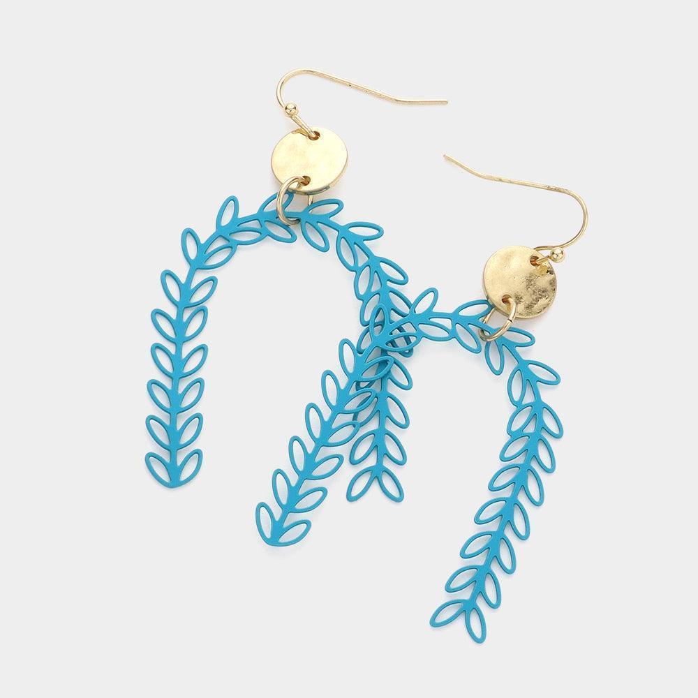 Metal Disc Sprout Cluster Colored Arch Dangle Earrings - Jewelry Store by Erik Rayo