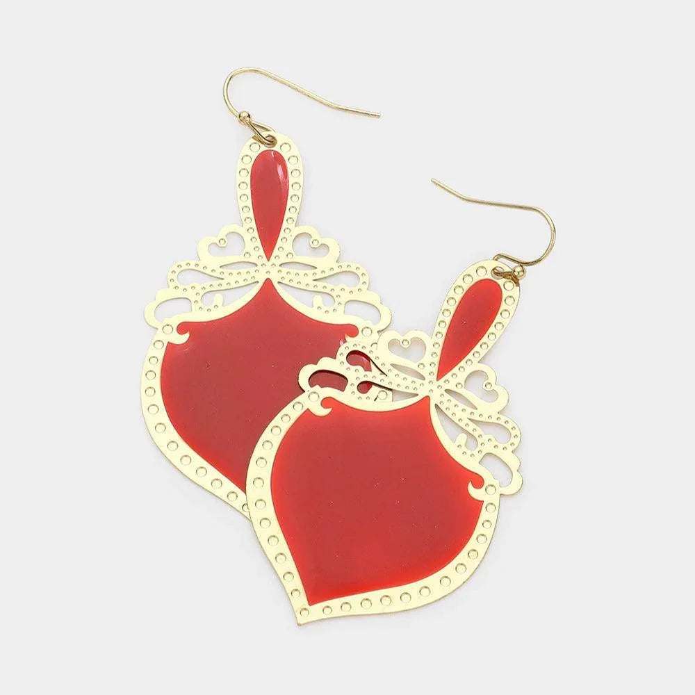 Burgundy Lacquered Moroccan Dangle Earrings - Jewelry Store by Erik Rayo