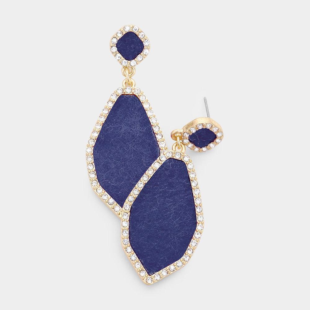 Blue Rhinestone Trim Fabric Earrings - Jewelry Store by Erik Rayo