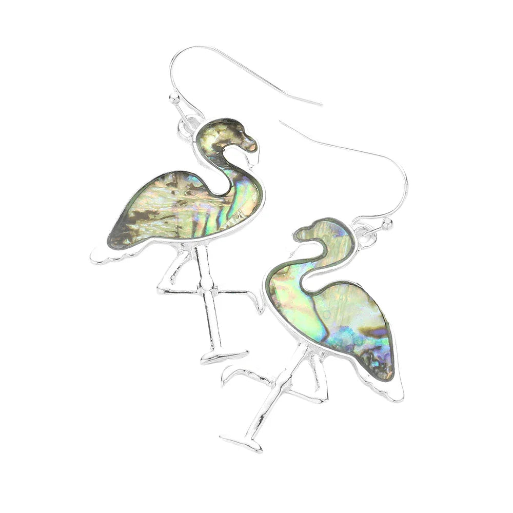 Abalone Flamingo Dangle Earrings - Jewelry Store by Erik Rayo