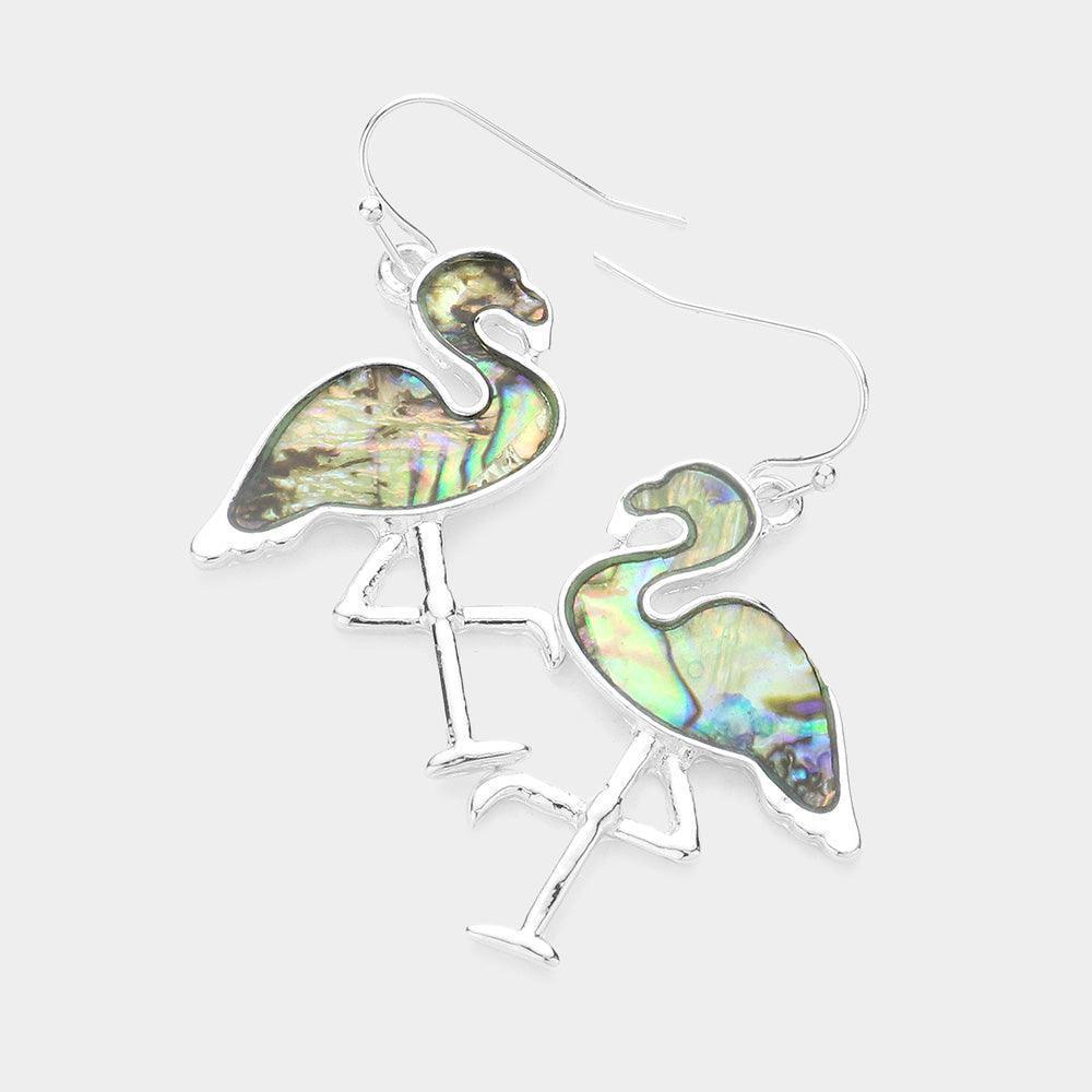 Abalone Flamingo Dangle Earrings - Jewelry Store by Erik Rayo