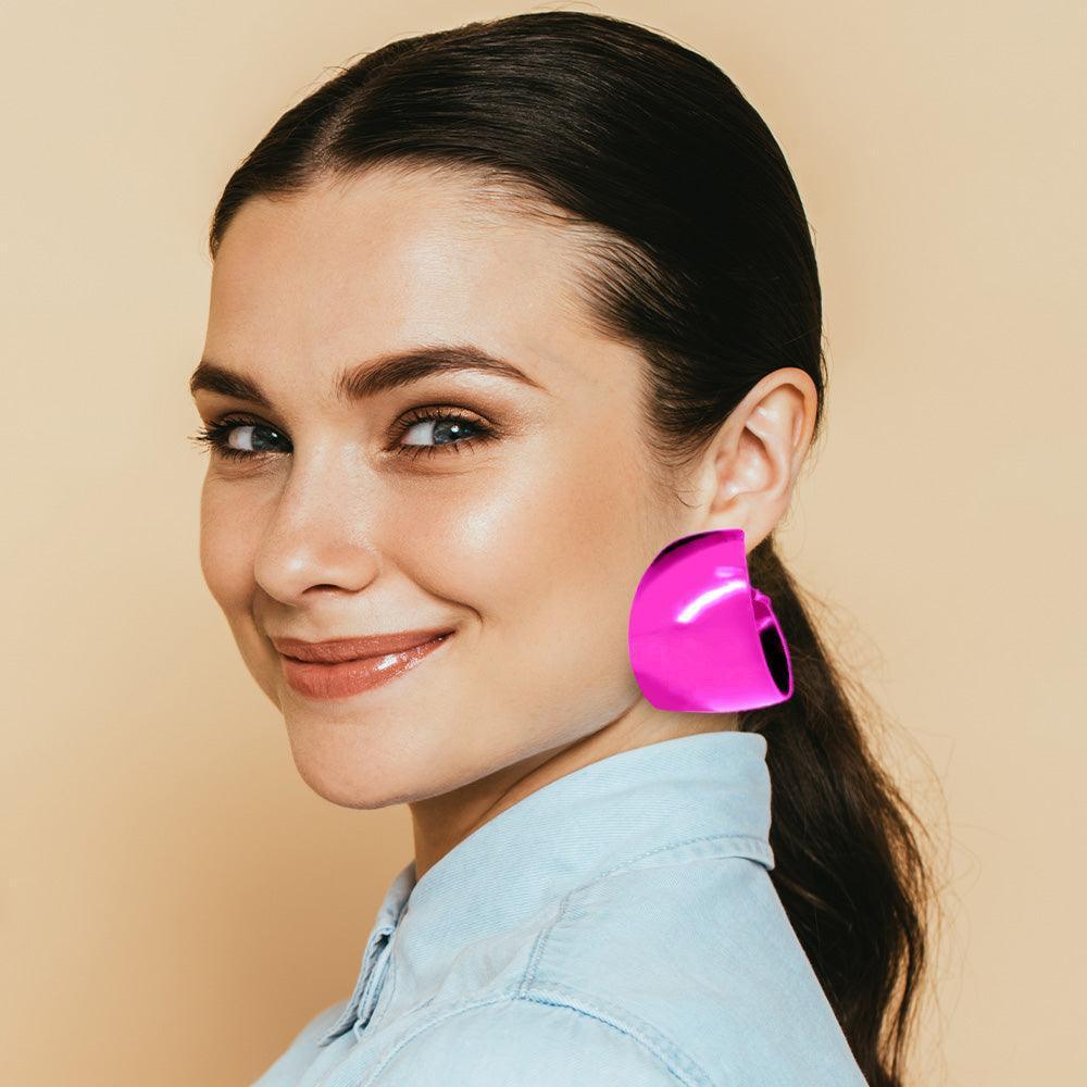Fuchsia Bold Metal Hoop Earrings - Jewelry Store by Erik Rayo