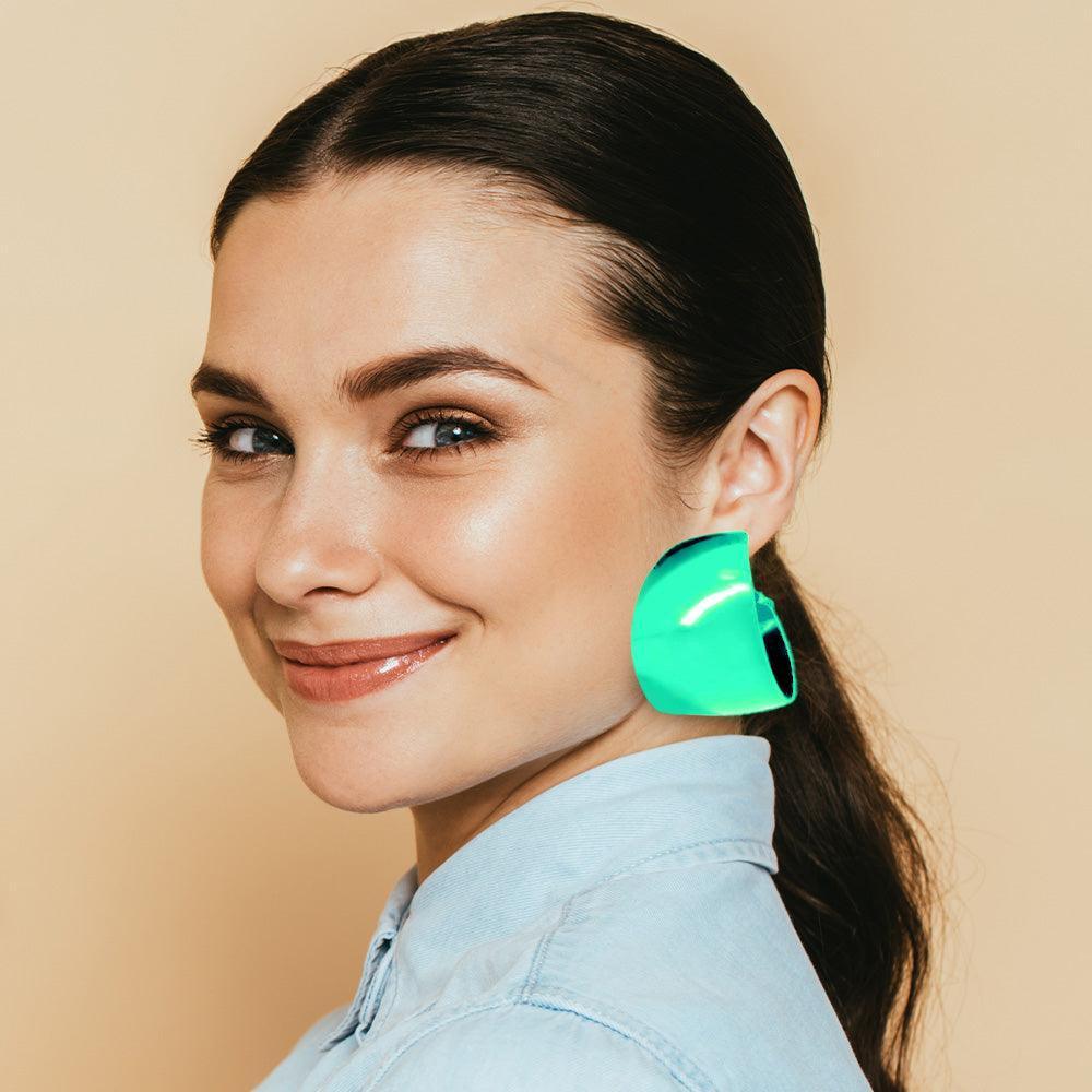 Green Bold Metal Hoop Earrings - Jewelry Store by Erik Rayo