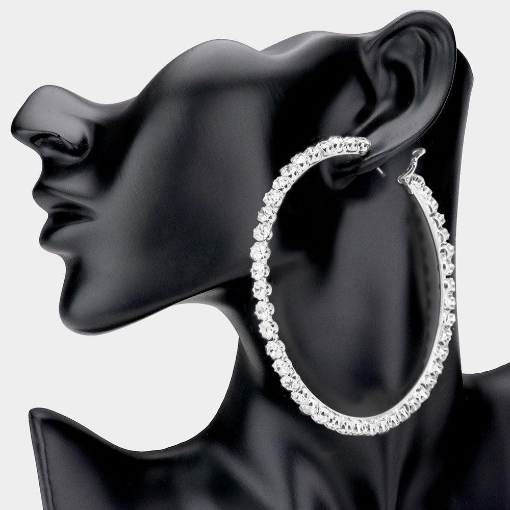 Stone Embellished Metal Hoop Earrings - Jewelry Store by Erik Rayo