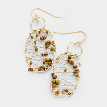 Load image into Gallery viewer, Gold Weave Bead Oval Hoop Earrings
