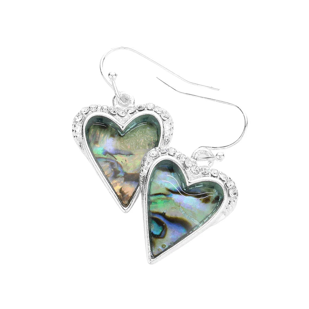 Abalone Heart Dangle Earrings - Jewelry Store by Erik Rayo