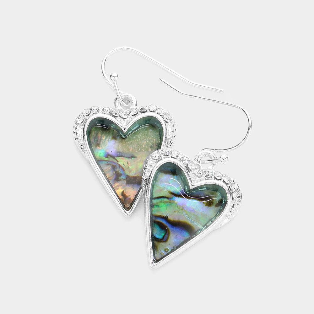 Abalone Heart Dangle Earrings - Jewelry Store by Erik Rayo