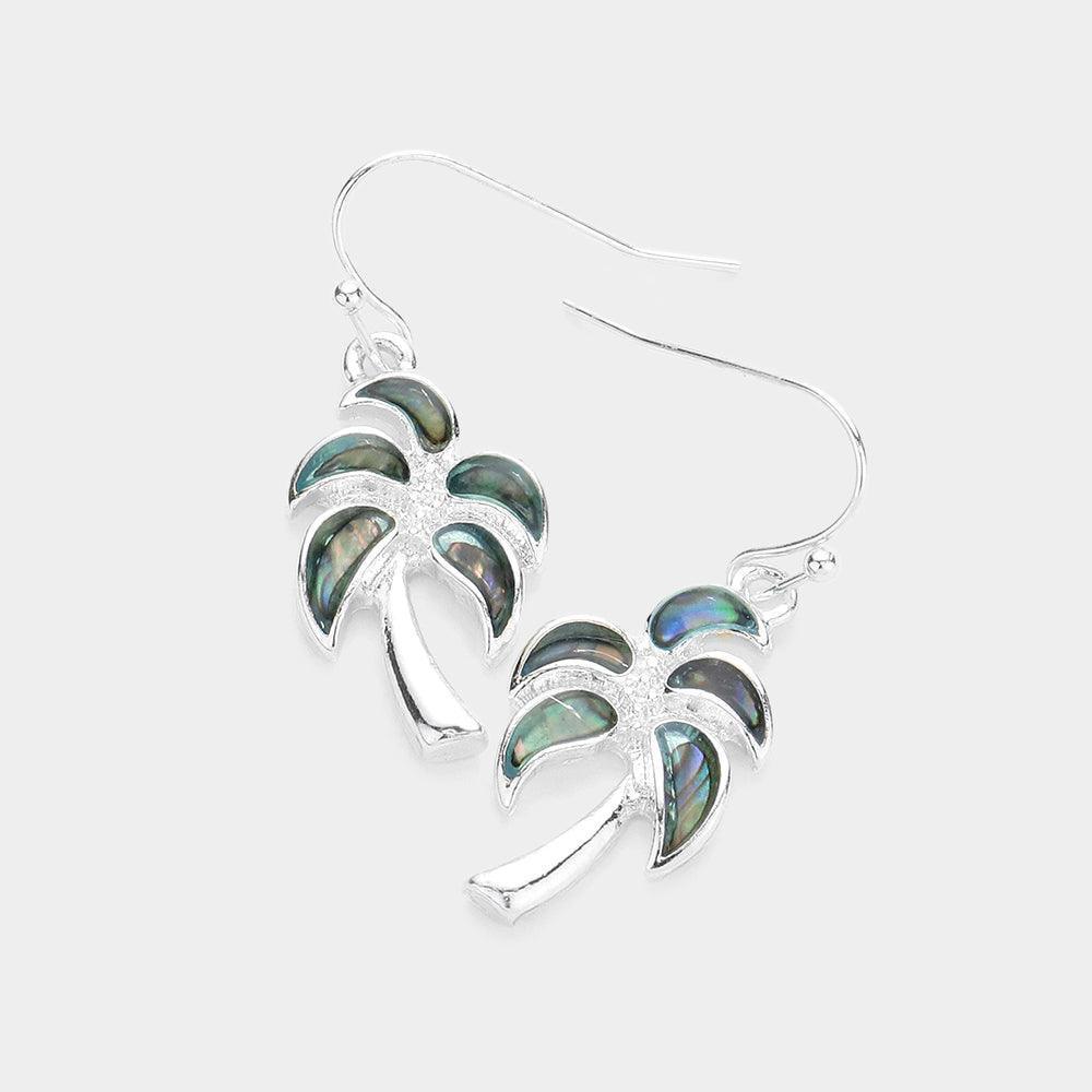 Abalone Palm Tree Dangle Earrings - Jewelry Store by Erik Rayo