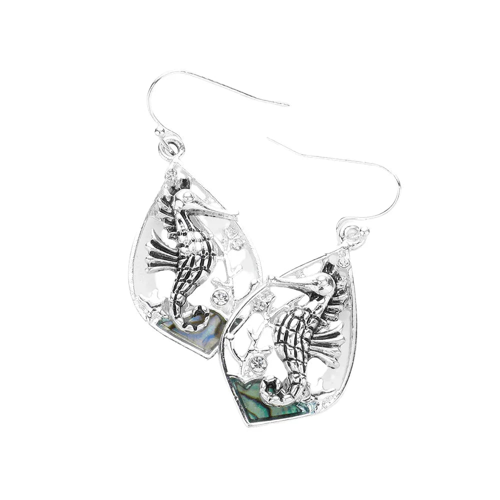 Abalone Seahorse Dangle Earrings - Jewelry Store by Erik Rayo