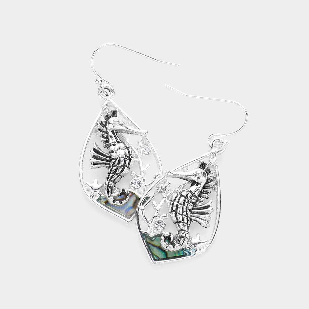Abalone Seahorse Dangle Earrings - Jewelry Store by Erik Rayo