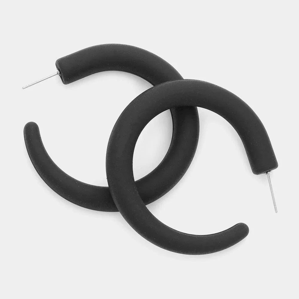 Black Colored Hoop Earrings - Jewelry Store by Erik Rayo