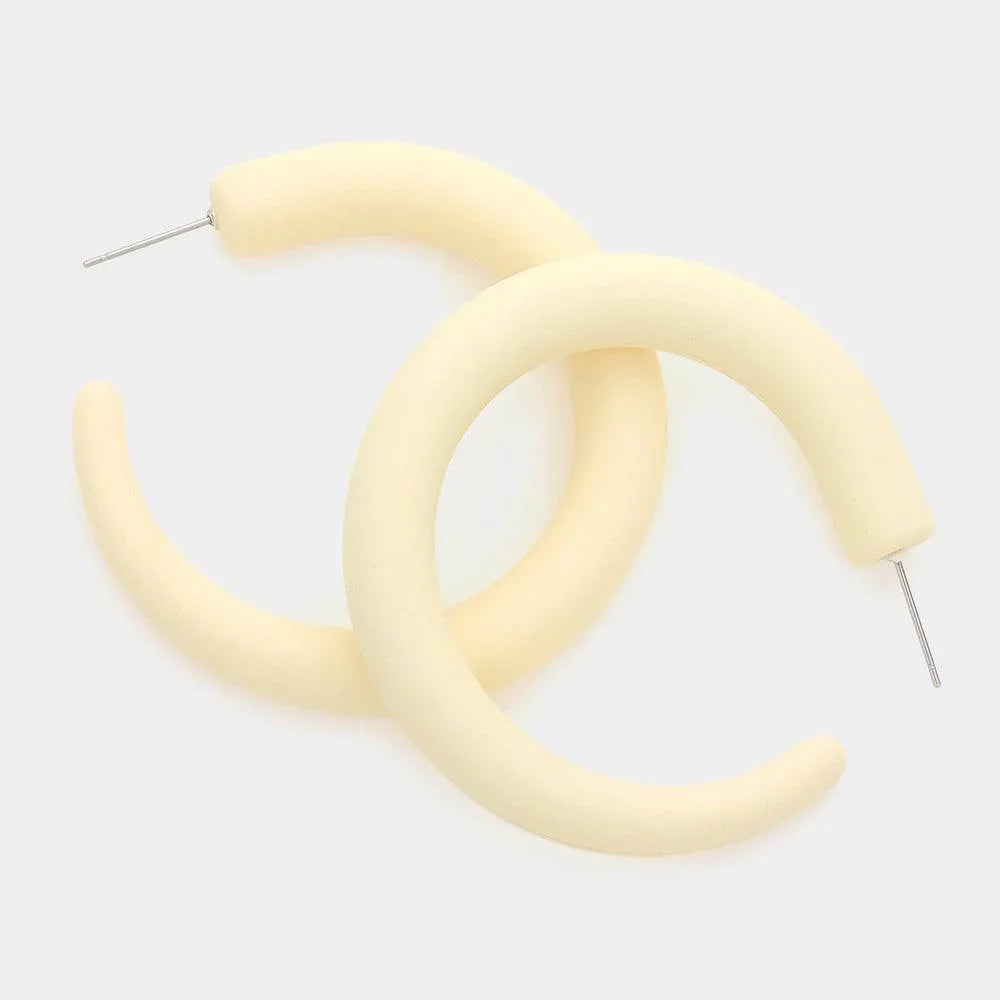Cream Colored Hoop Earrings - Jewelry Store by Erik Rayo