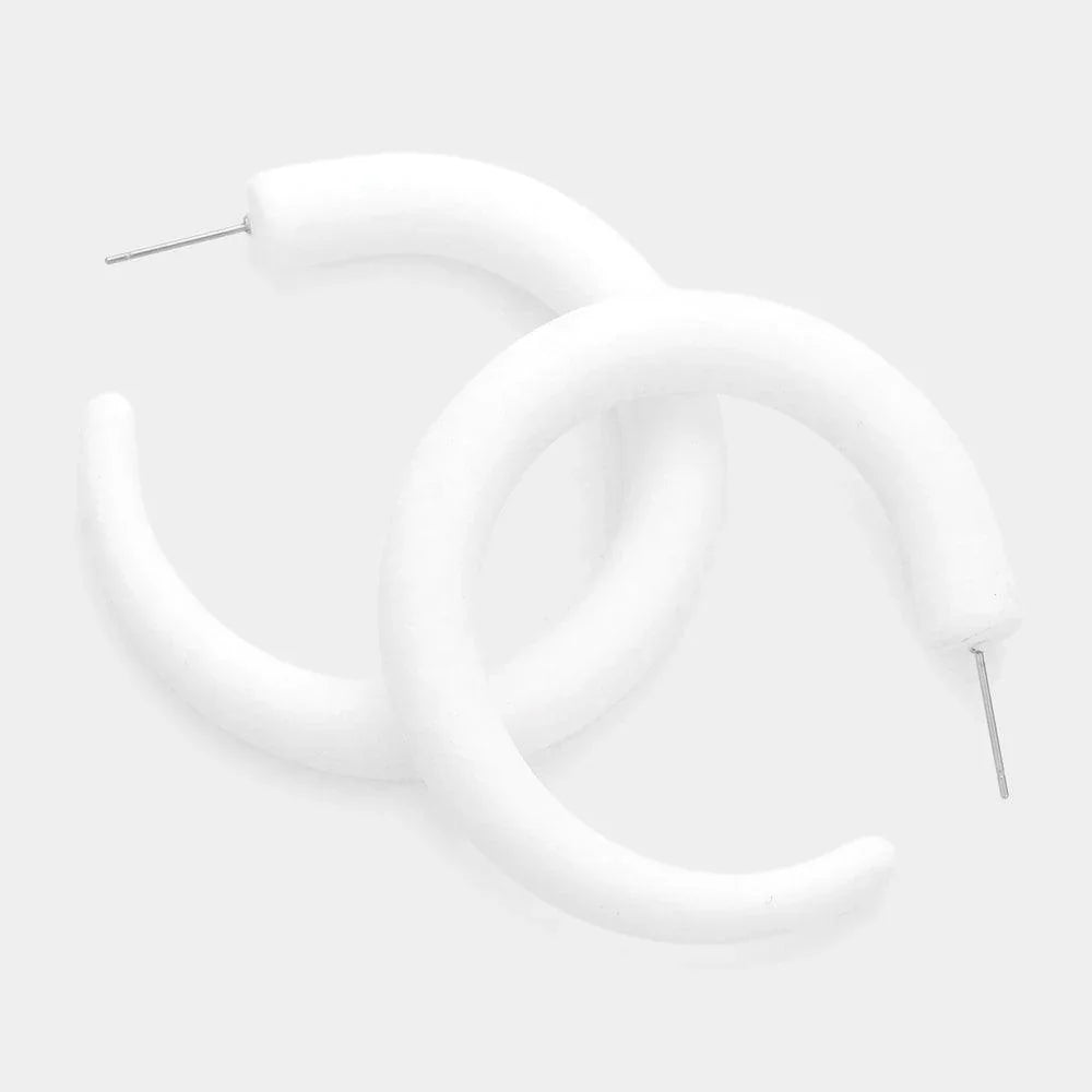 White Colored Hoop Earrings - Jewelry Store by Erik Rayo