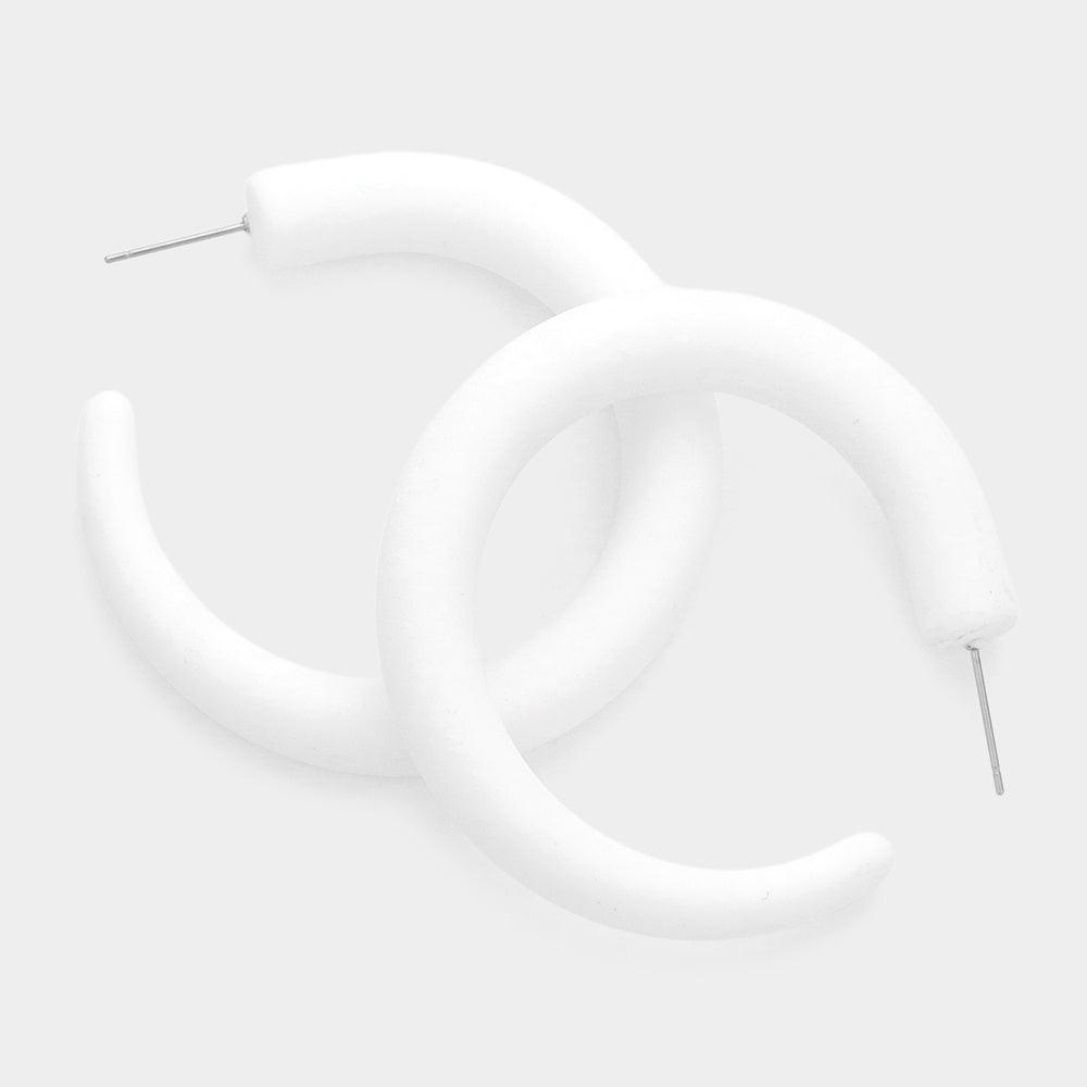 White Colored Hoop Earrings