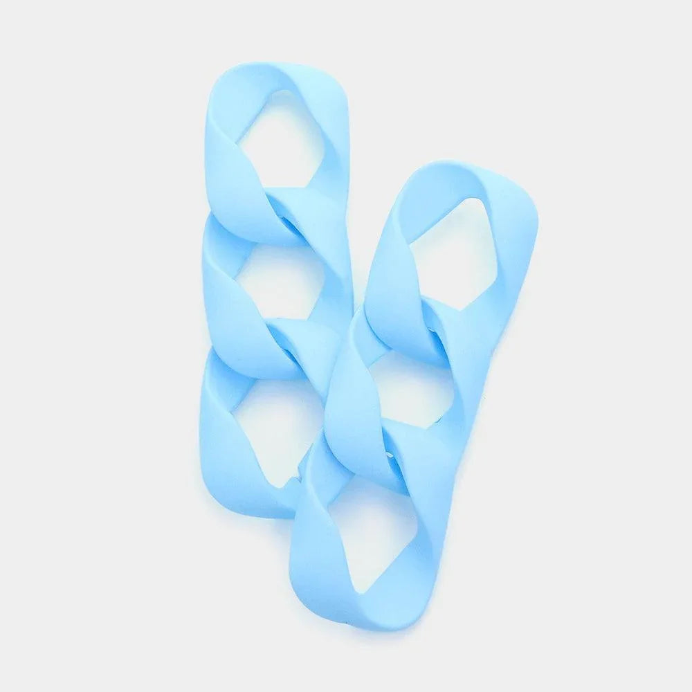 Blue Colored Chain Link Dangle Earrings - Jewelry Store by Erik Rayo