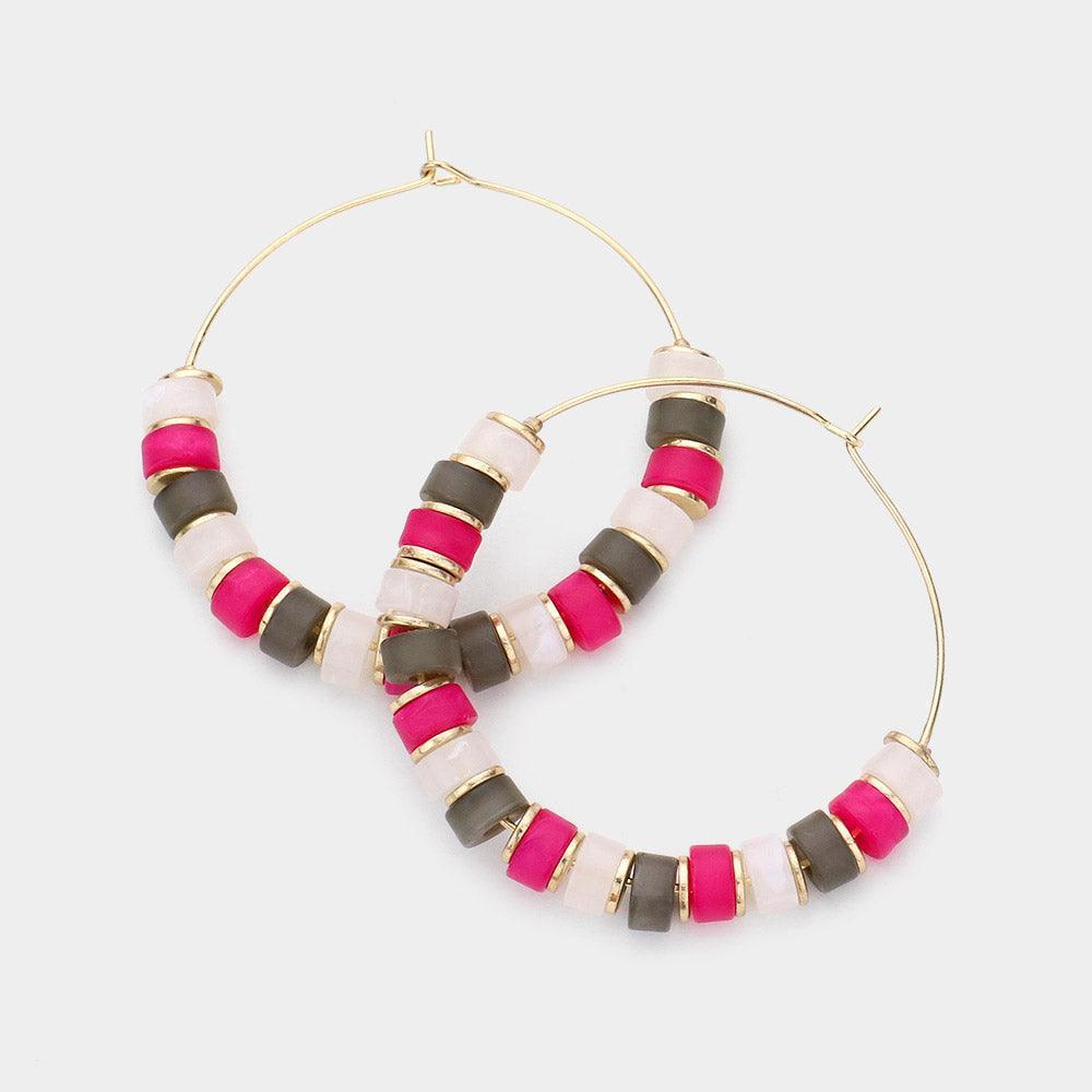 Beaded Metal Hoop Earrings - Jewelry Store by Erik Rayo
