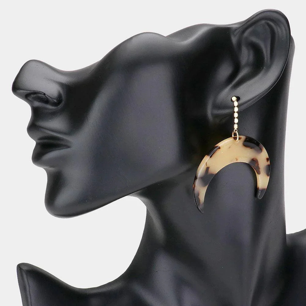 Dropped Celluloid Acetate Tortoise Double Horn Dangle Earrings - Jewelry Store by Erik Rayo