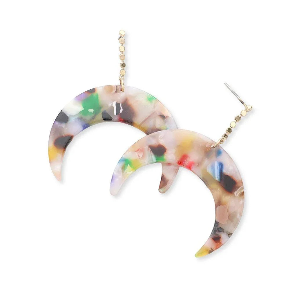 Dropped Celluloid Acetate Double Horn Dangle Earrings - Jewelry Store by Erik Rayo