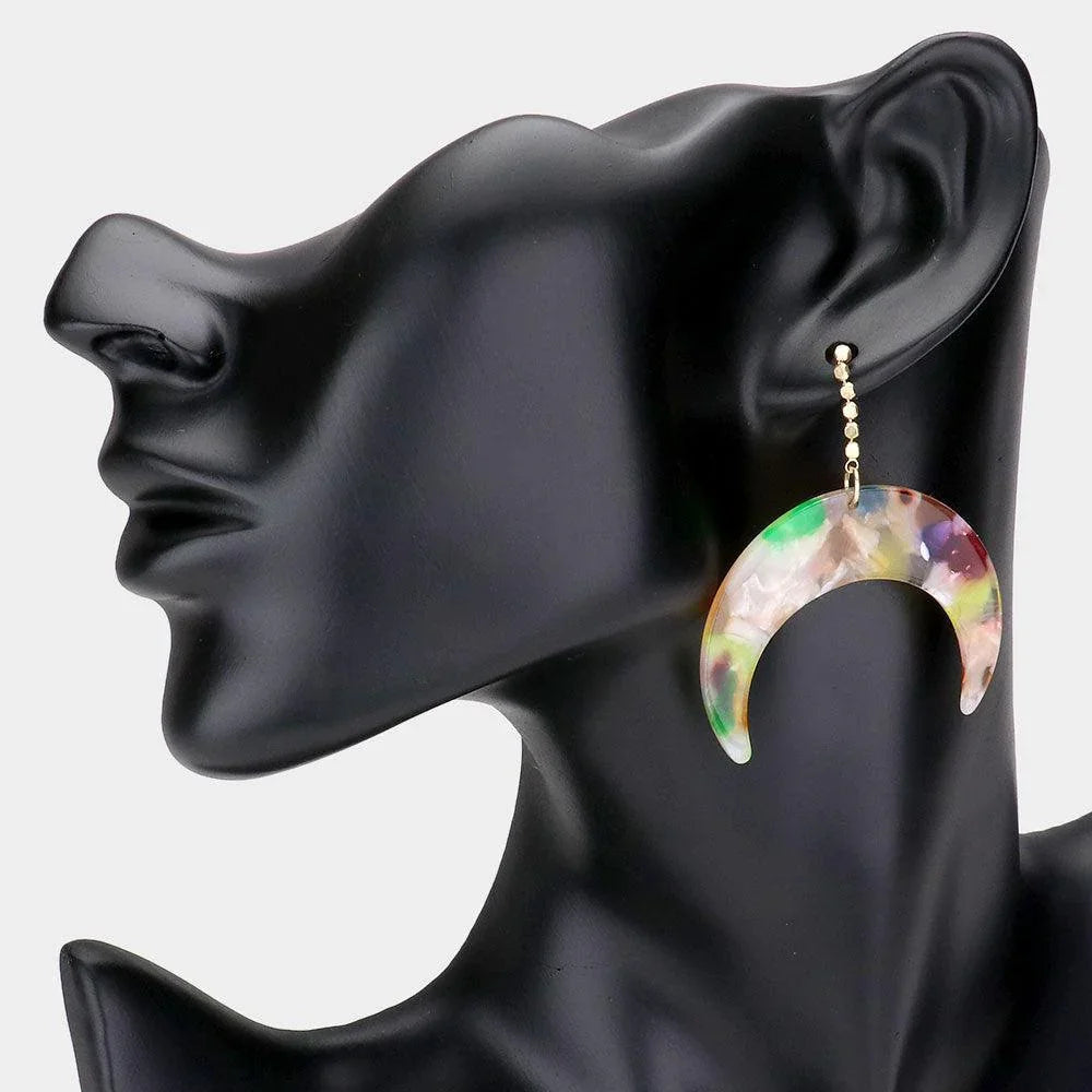 Dropped Celluloid Acetate Double Horn Dangle Earrings - Jewelry Store by Erik Rayo