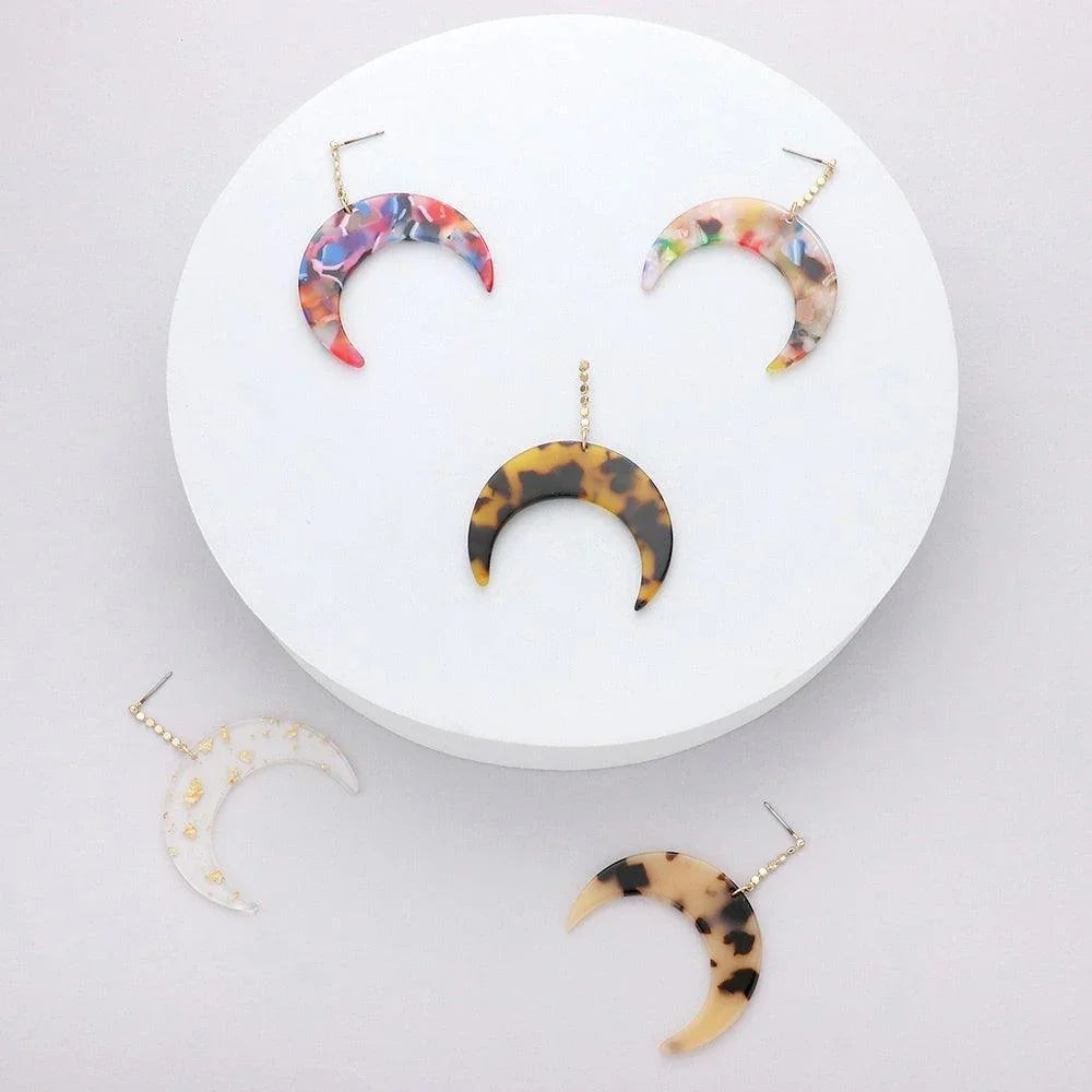 Dropped Celluloid Acetate Tortoise Double Horn Dangle Earrings - Jewelry Store by Erik Rayo