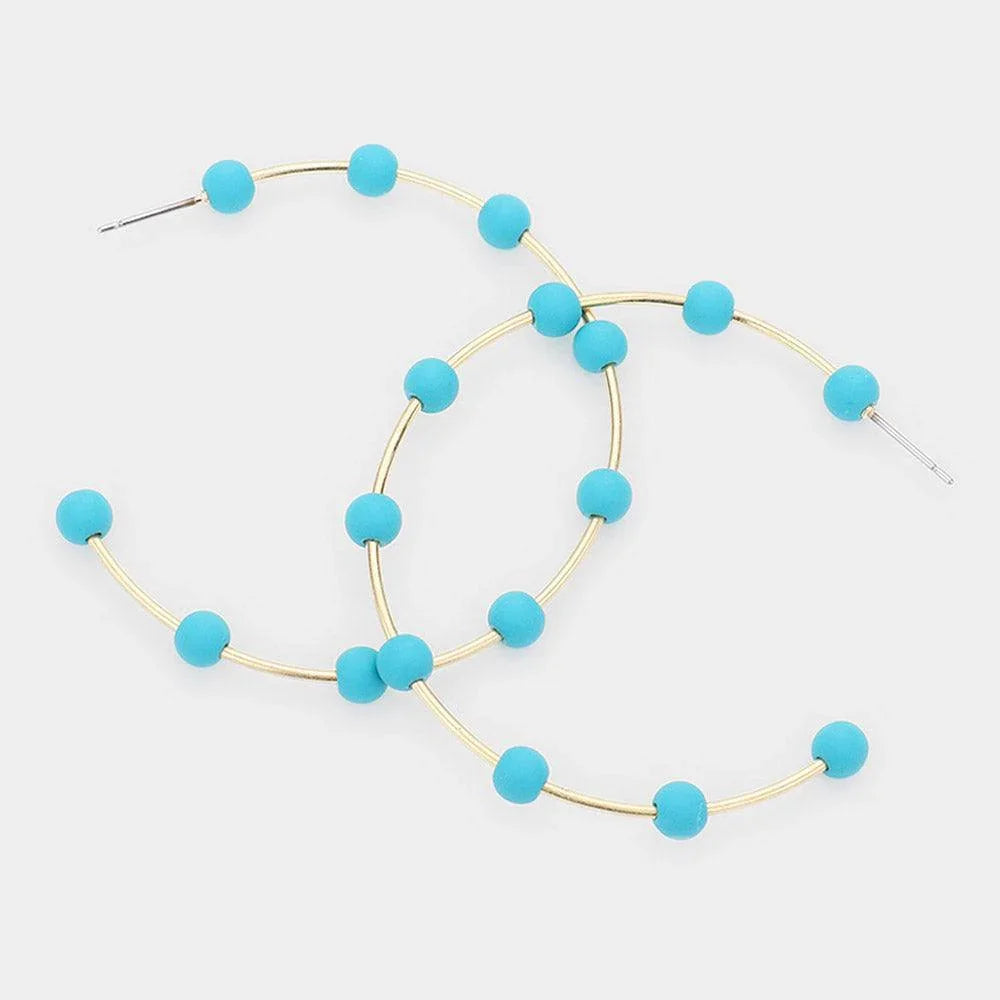 Matte Bead Ball Station Hoop Earrings - Jewelry Store by Erik Rayo