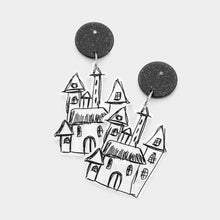 Load image into Gallery viewer, White Halloween Ghost House Dangle Earrings
