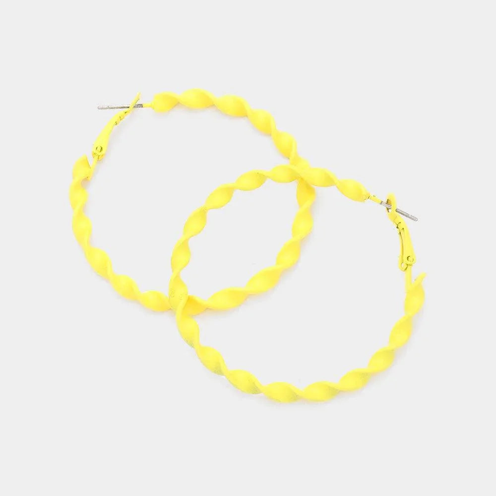 Yellow Twisted Hoop Earrings - Jewelry Store by Erik Rayo
