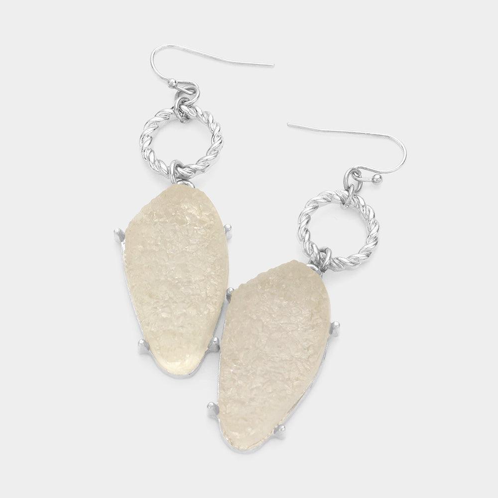 Clear Agate Stone Drop Earrings - Jewelry Store by Erik Rayo