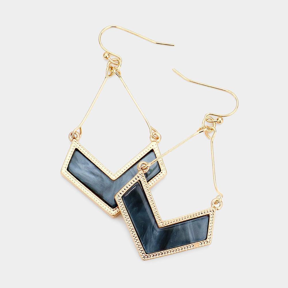 Black Acetate Chevron Dangle Earrings - Jewelry Store by Erik Rayo