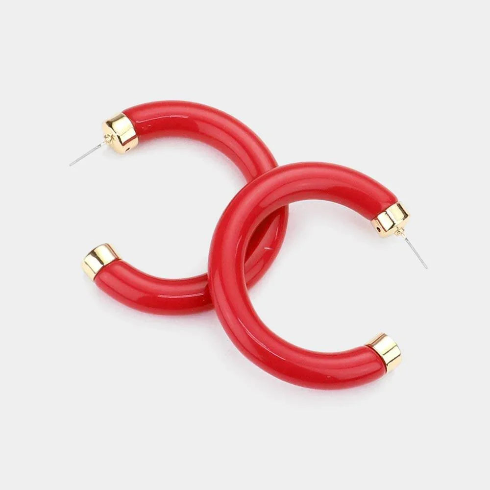 Red Acetate Hoop Earrings - Jewelry Store by Erik Rayo