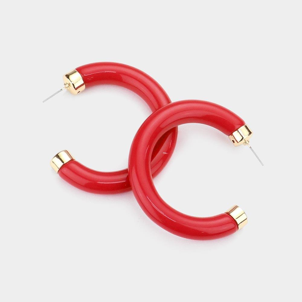 Red Acetate Hoop Earrings