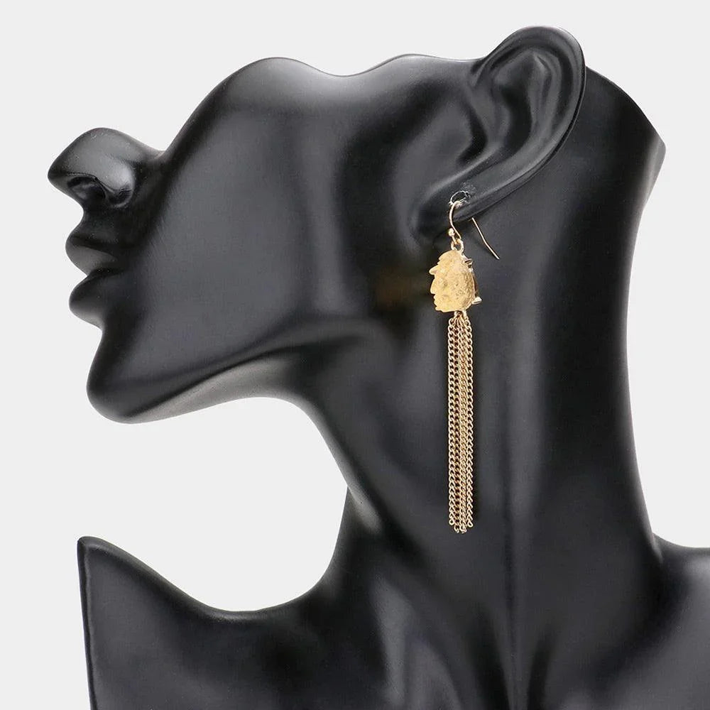 Cream Druzy Accented Tassel Drop Earrings - Jewelry Store by Erik Rayo