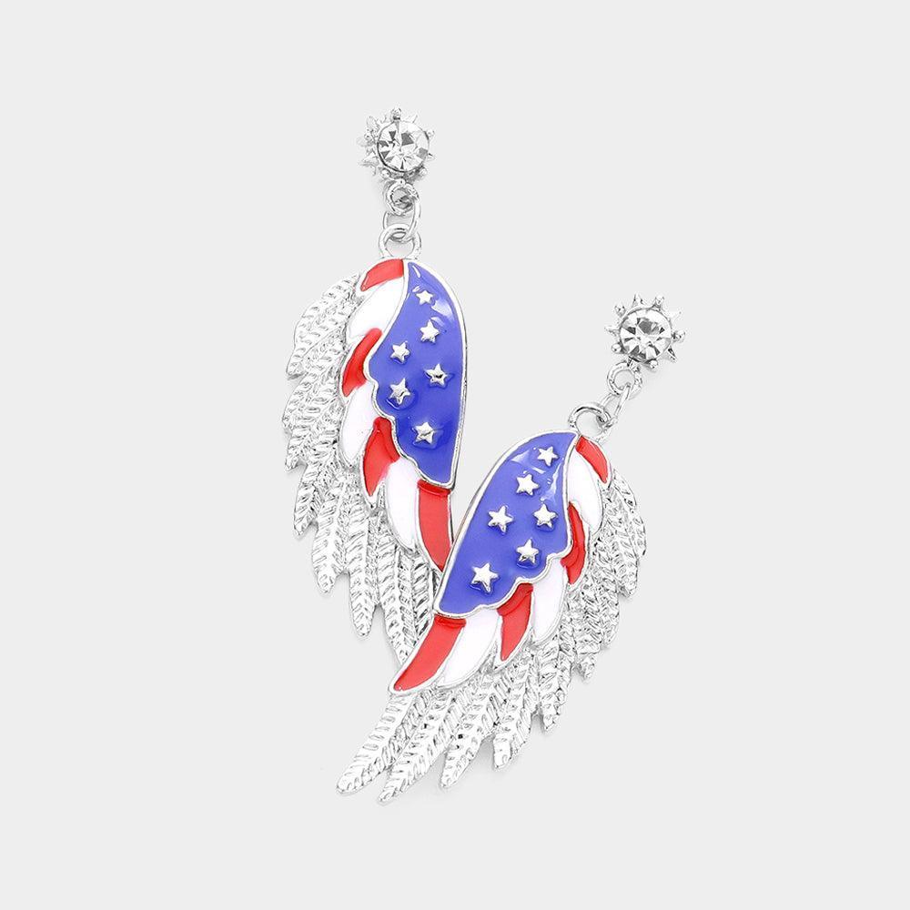 American USA Flag Wing Dangle Earrings - Jewelry Store by Erik Rayo