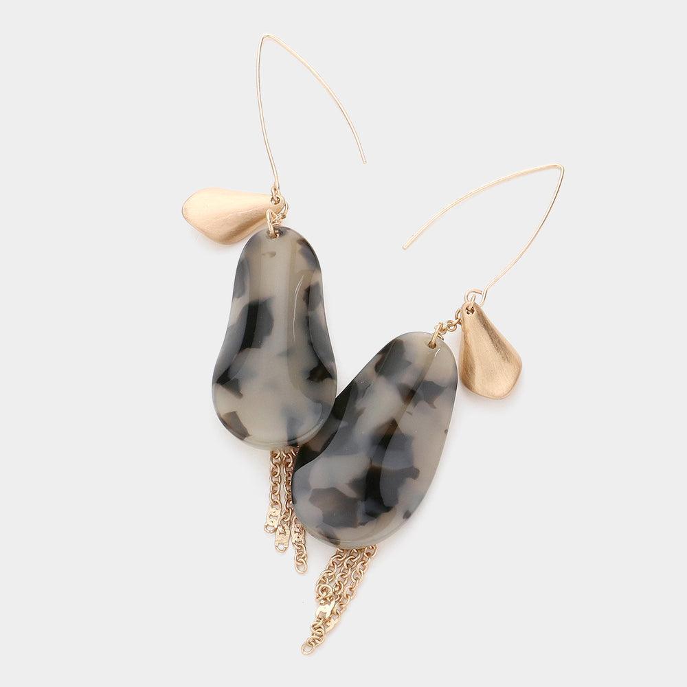 Black Metal Chain Dropped Celluloid Acetate Dangle Earrings - Jewelry Store by Erik Rayo