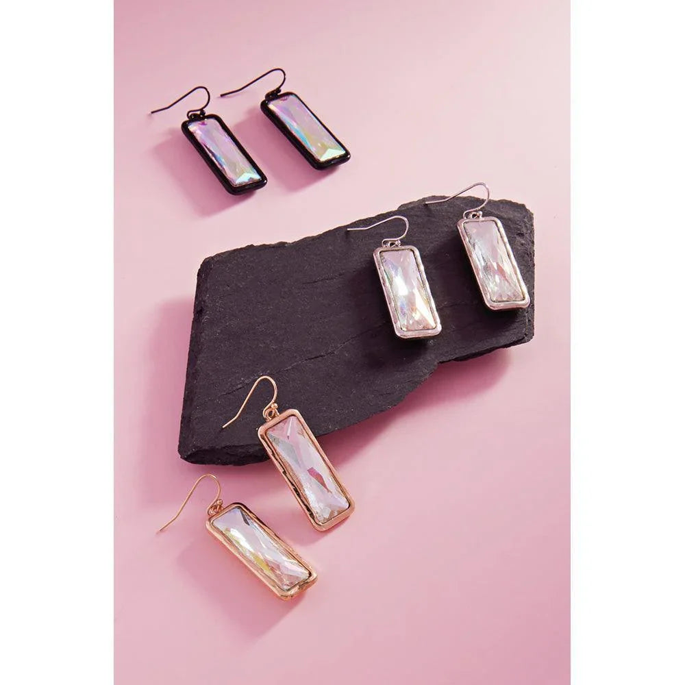 Black Rectangle Stone Dangle Earrings - Jewelry Store by Erik Rayo