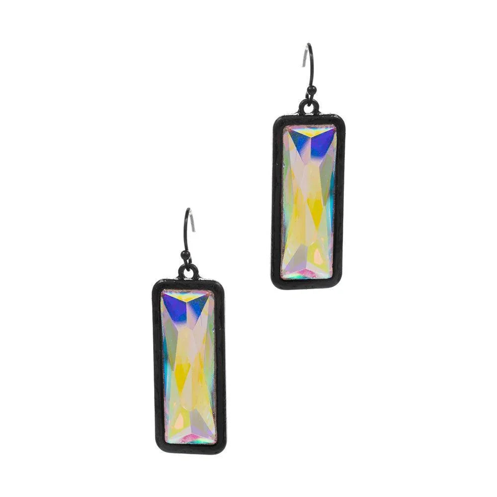 Black Rectangle Stone Dangle Earrings - Jewelry Store by Erik Rayo