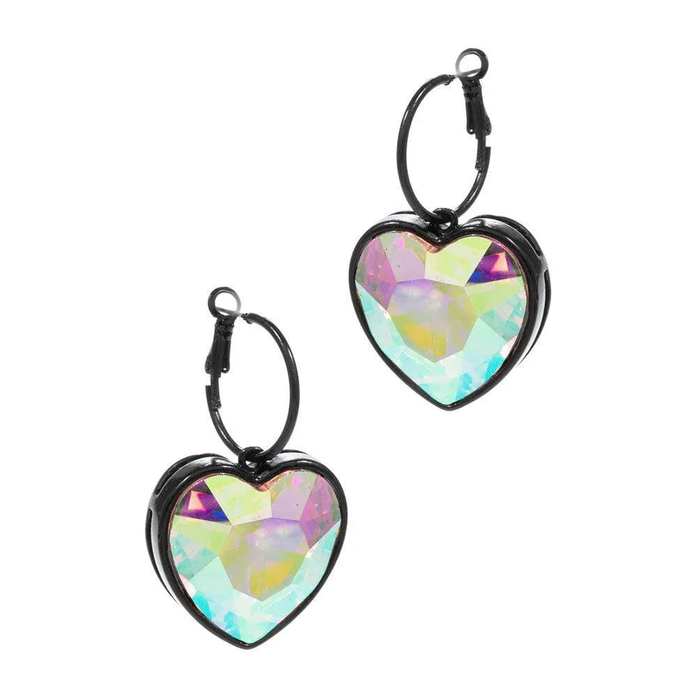 Black Heart Stone Dangle Earrings - Jewelry Store by Erik Rayo