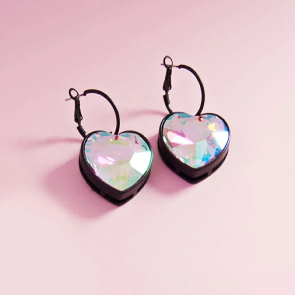 Black Heart Stone Dangle Earrings - Jewelry Store by Erik Rayo