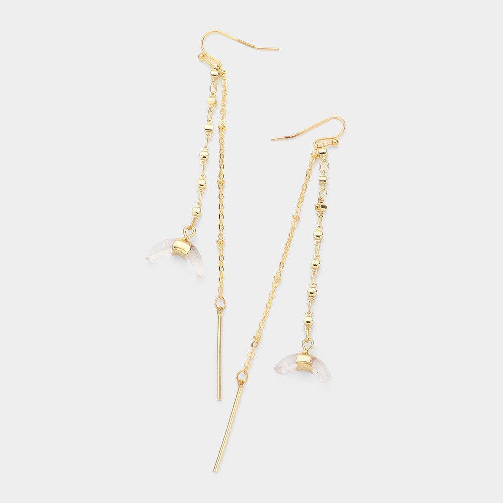 Clear Semi Precious Tusk Metal Long Earrings - Jewelry Store by Erik Rayo