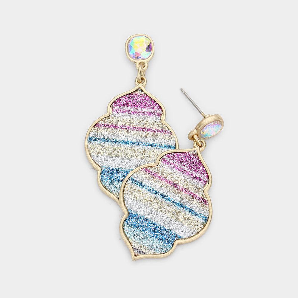 Blue Glittered Petal Dangle Earrings - Jewelry Store by Erik Rayo