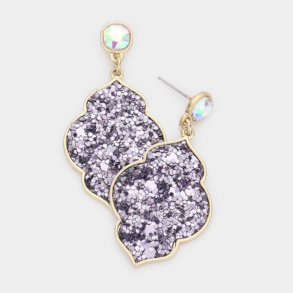 Silver Glittered Petal Dangle Earring - Jewelry Store by Erik Rayo