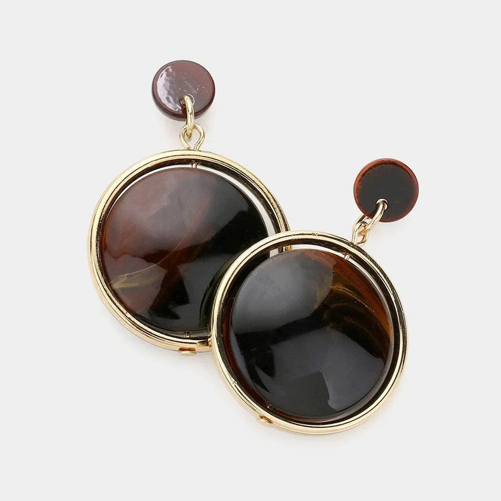 Brown Celluloid Acetate Dangle Earrings - Jewelry Store by Erik Rayo