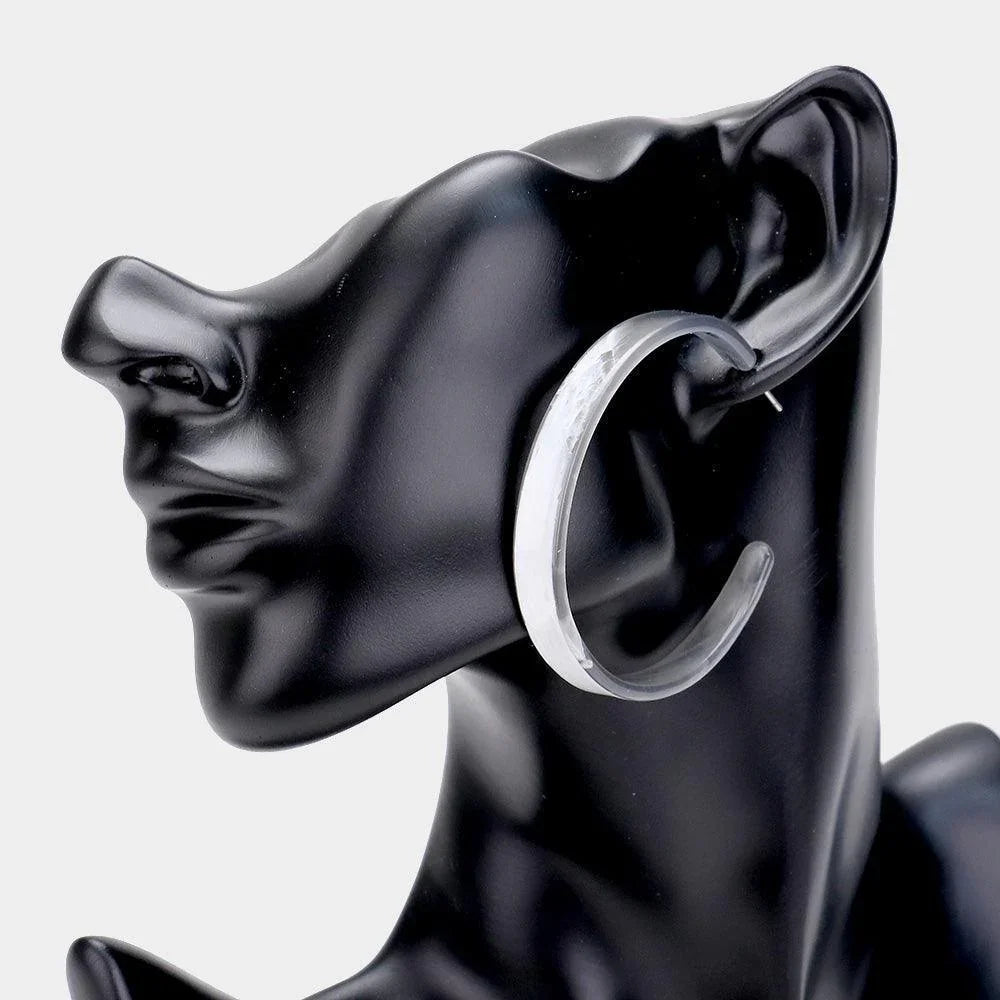 Gray Celluloid Acetate Hoop Earrings - Jewelry Store by Erik Rayo